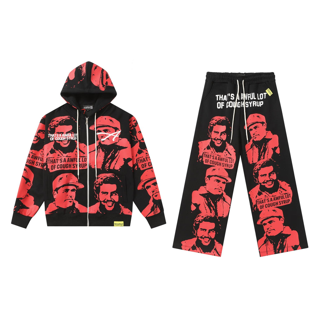 THAT'S A AWFUL LOT OF COUGH SYRUP Star Graphic Zip Hoodie & Pants Matching Set — hero