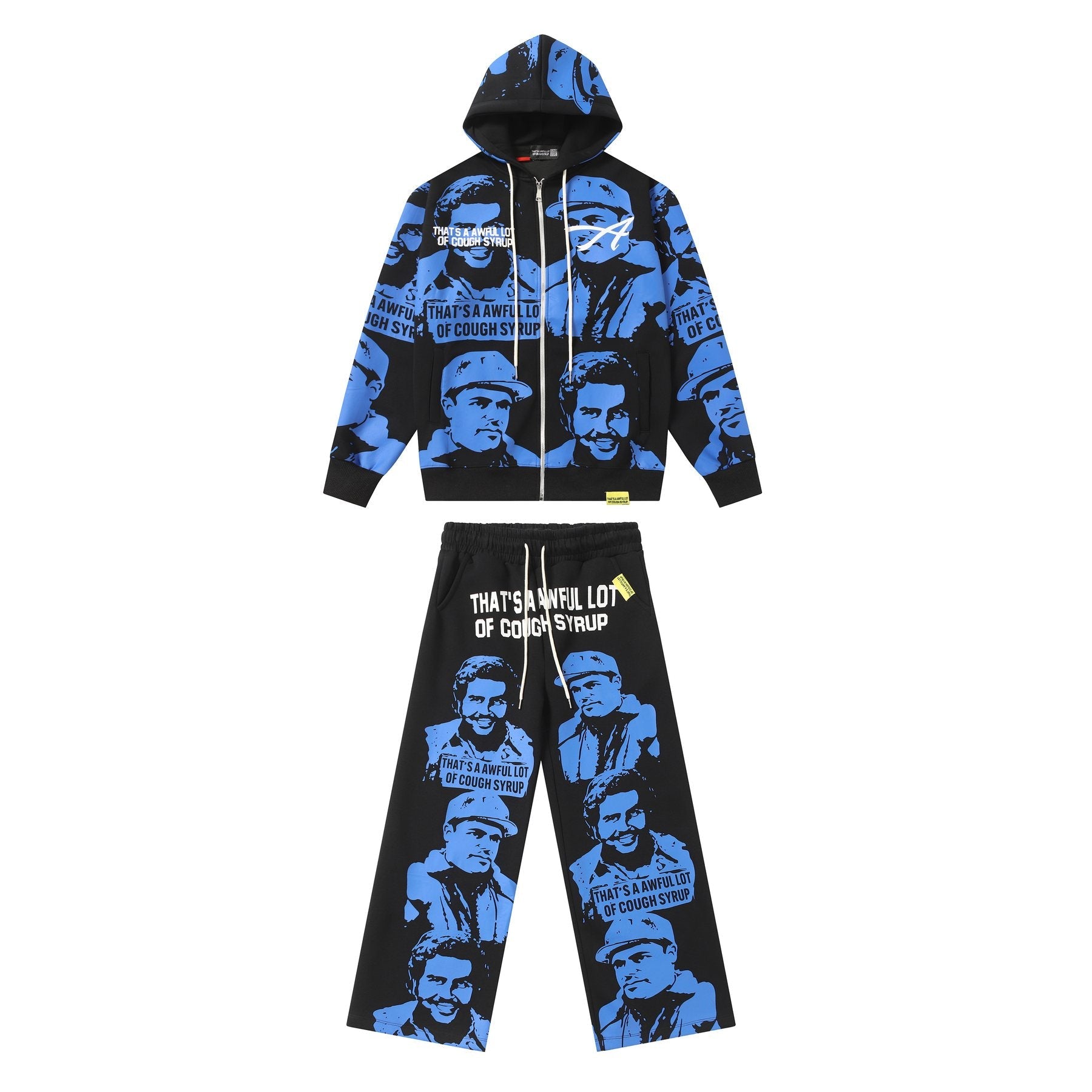 THAT'S A AWFUL LOT OF COUGH SYRUP Rising Star Graphic Zip Hoodie & Sweatpants Matching Set — front
