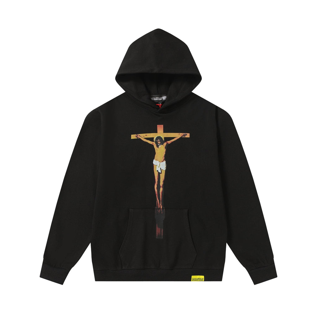 THAT'S A AWFUL LOT OF COUGH SYRUP Crucifixion Graphic Pullover Hoodie — front