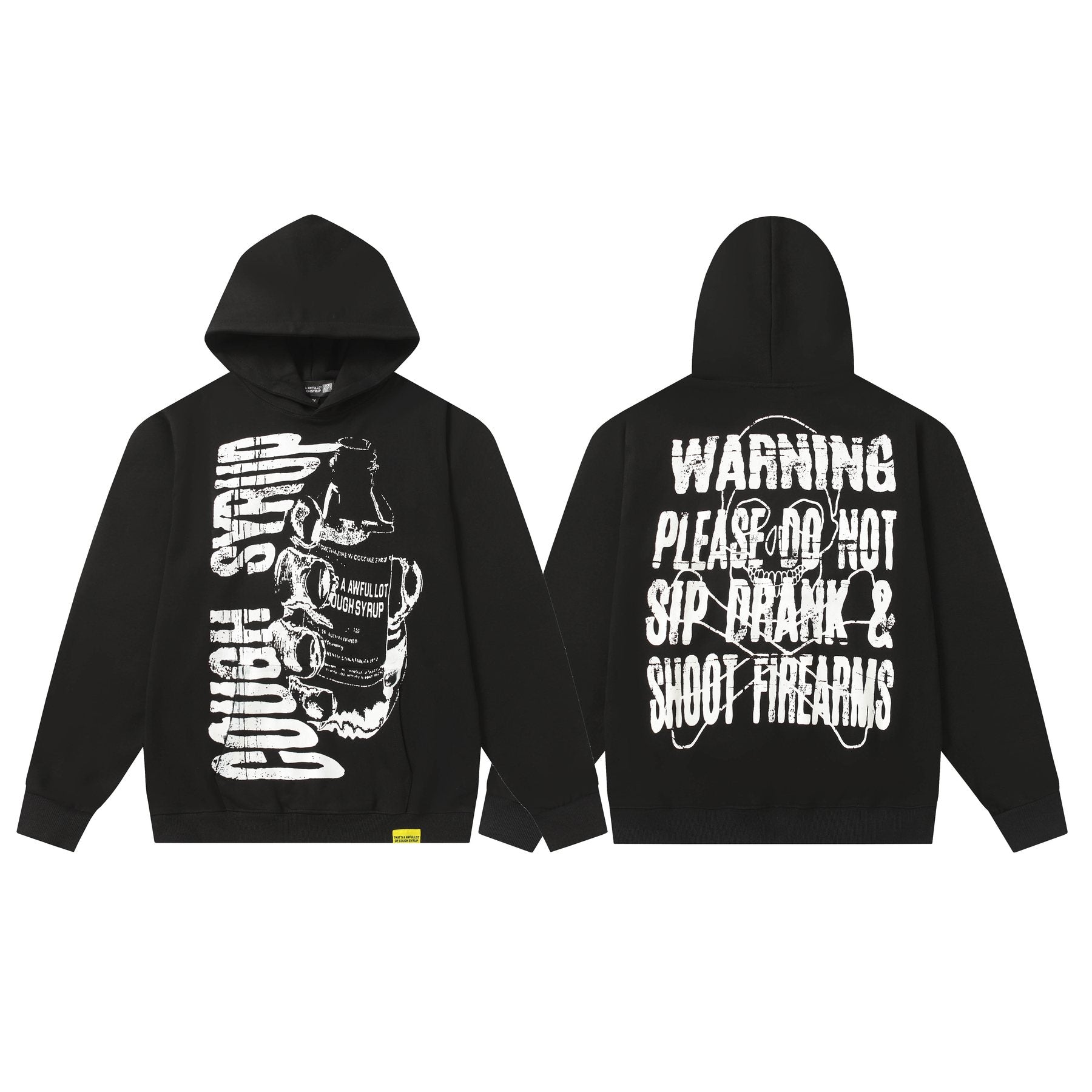 THAT'S A AWFUL LOT OF COUGH SYRUP Warning Graphic Hoodie — comparison