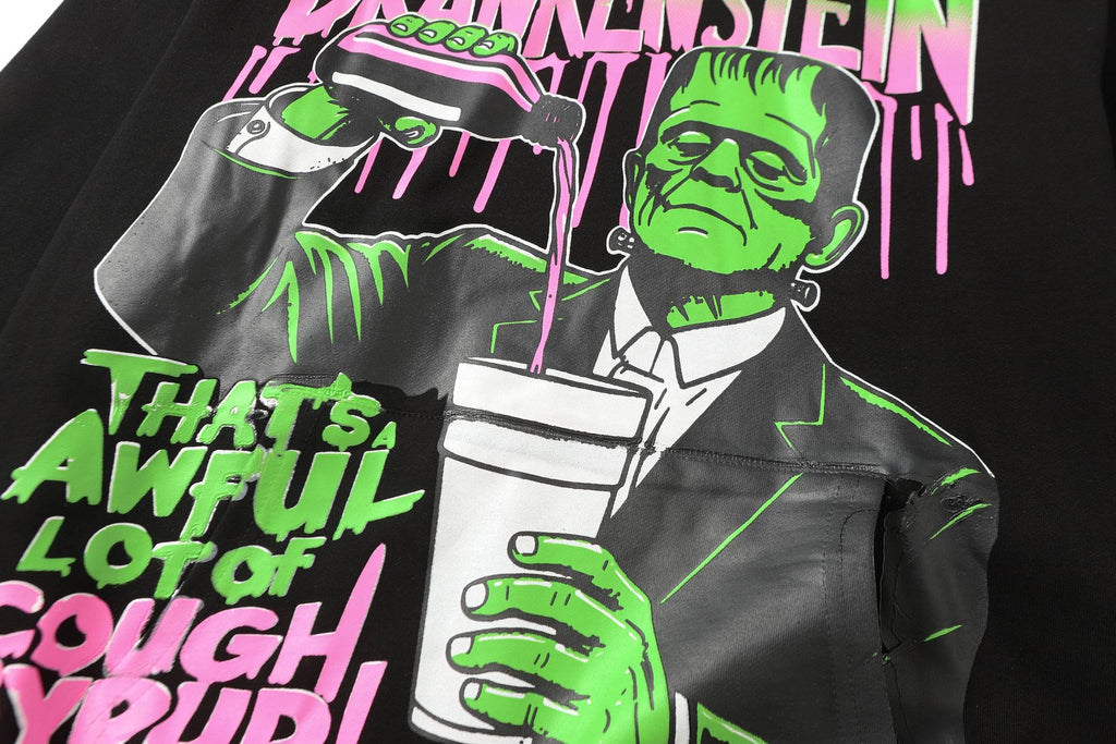 THAT'S A AWFUL LOT OF COUGH SYRUP Frankenstein Graphic Hoodie — detail