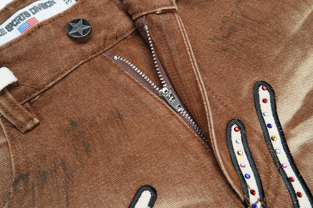 VALLEY Skittles Rhinestone Denim Shorts — detail