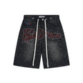 VALLEY Iced Out Rhinestone Denim Jorts — hero