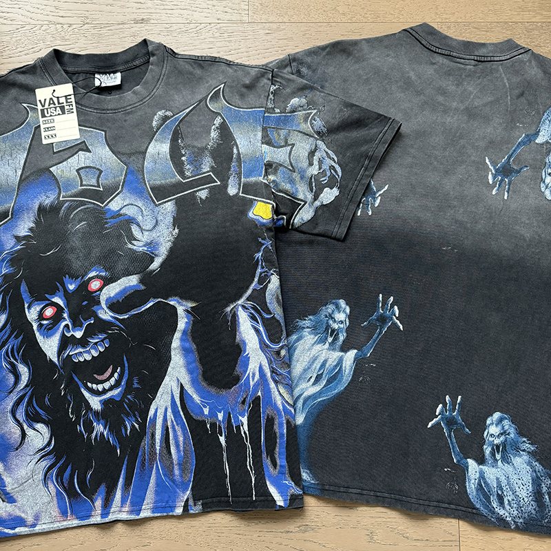 VALE USA Washed Horror Ghost Graphic T-Shirt — context