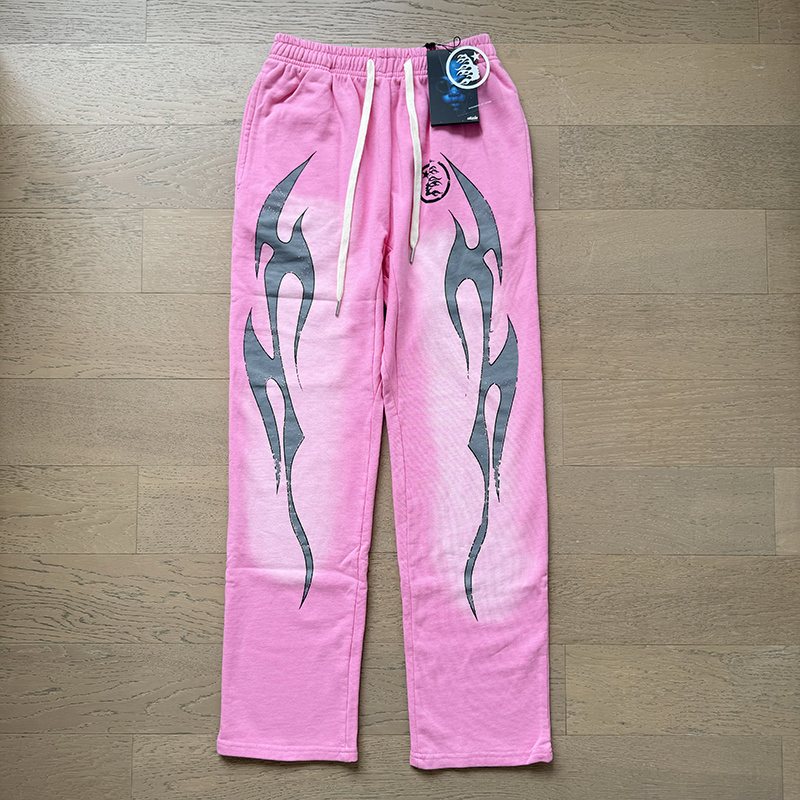 Hellstar Flame Graphic Sweatpants - Pink — front