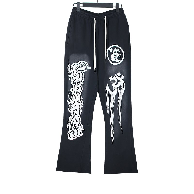 Hellstar Washed Wide-Leg Graphic Sweatpants — front