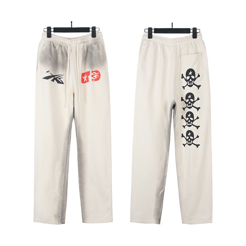 Hellstar Washed Skull Graphic Straight-Leg Sweatpants — front