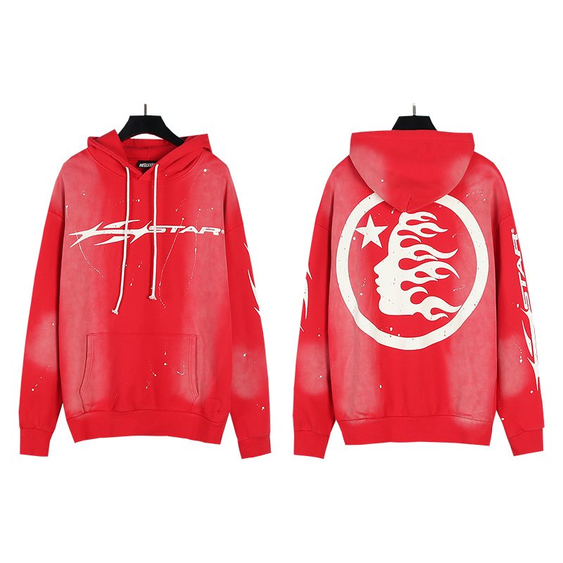 Hellstar Washed Flame Graphic Hoodie — front