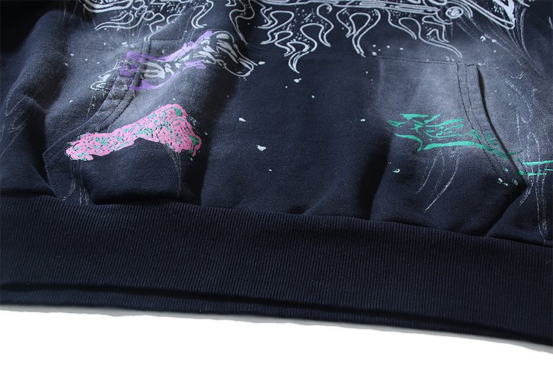 Hellstar Washed Black Records Graphic Hoodie — detail