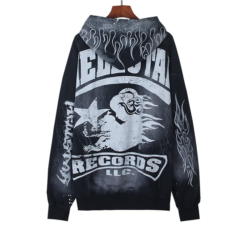 Hellstar Washed Black Records Graphic Hoodie — back