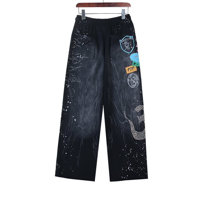 Hellstar Records Rhinestone Flared Sweatpants — back