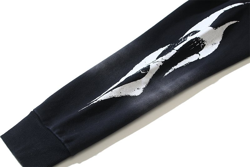 Hellstar Washed Black Graphic Pullover Hoodie — detail
