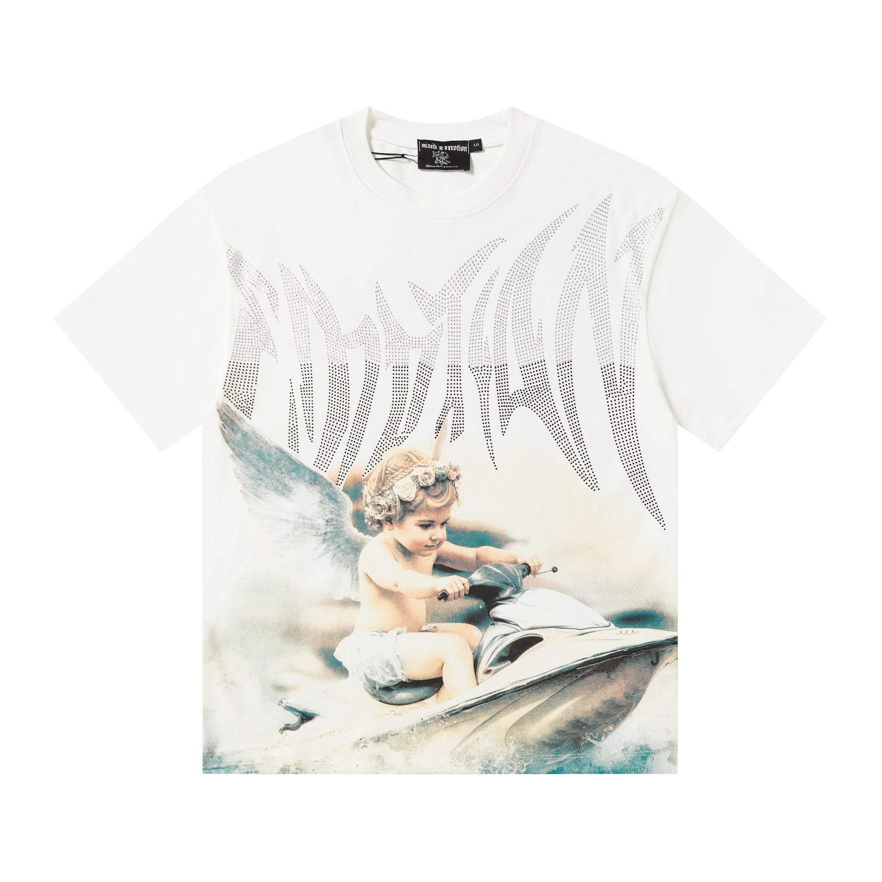 MIXED EMOTION Rhinestone Graphic T-Shirt — front