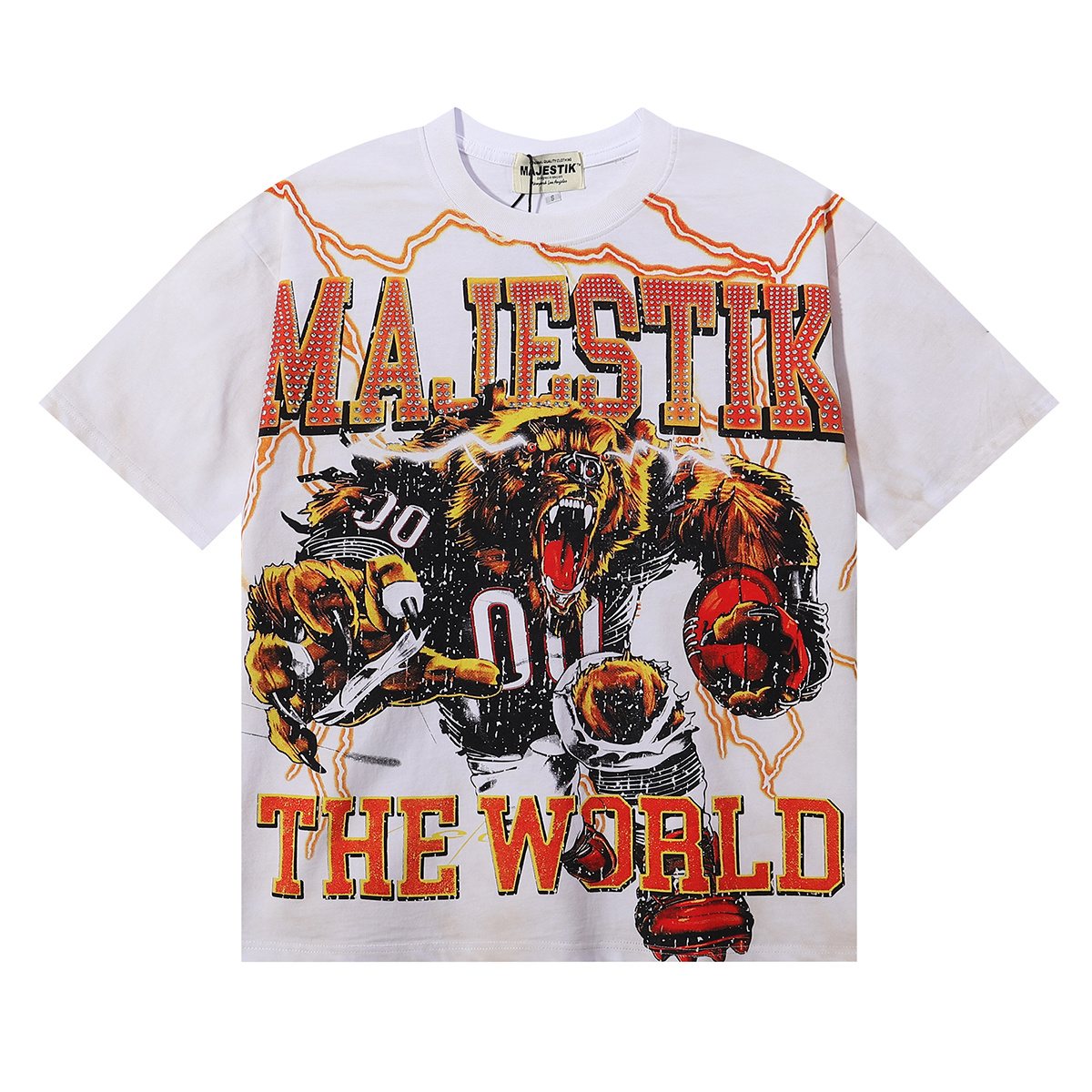 MAJESTIK Fearless 00 Football Bear Graphic T-Shirt — hero