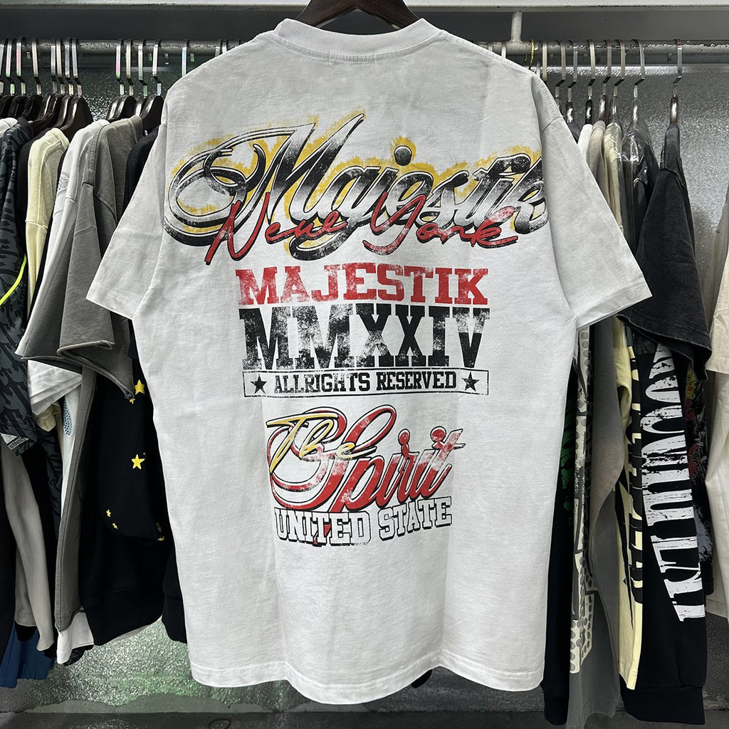 MAJESTIK Liberty Statue Rhinestone Graphic T-Shirt — context