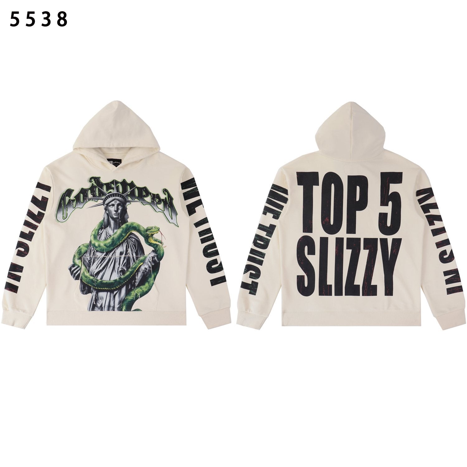 Godspeed Top 5 Slizzy Statue & Snake Graphic Hoodie — comparison