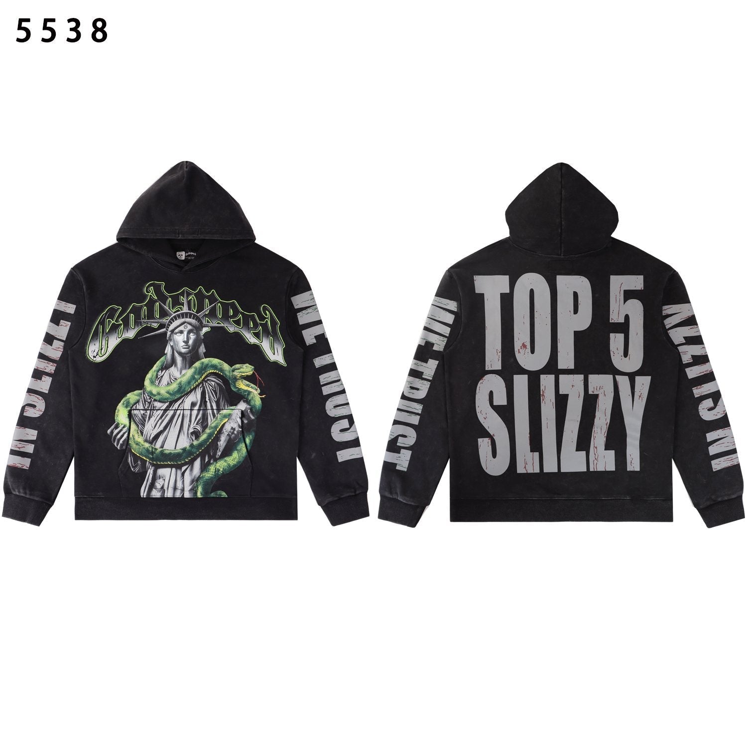 Godspeed Top 5 Slizzy Statue & Snake Graphic Hoodie — back