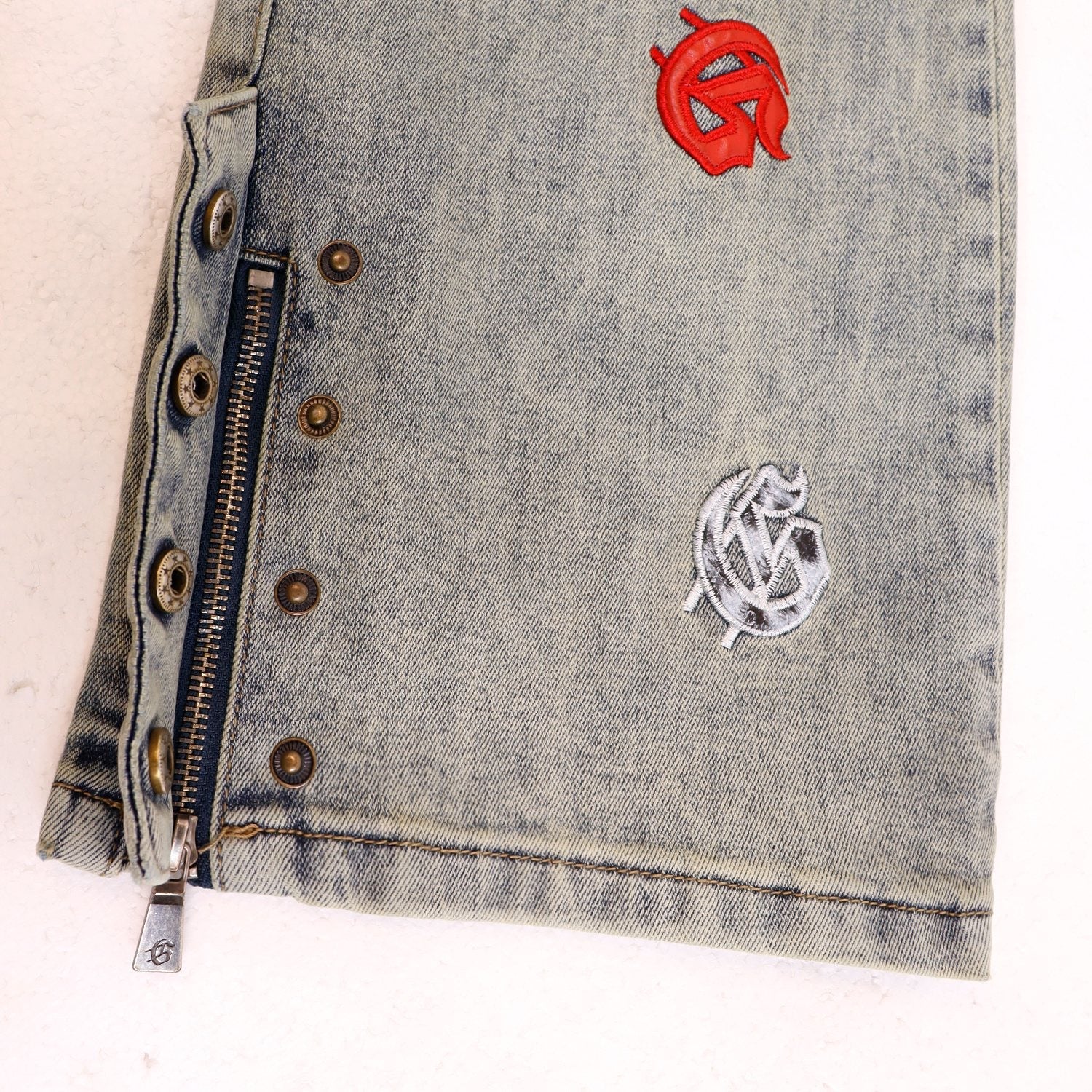 Godspeed Embroidered Flared Jeans — detail
