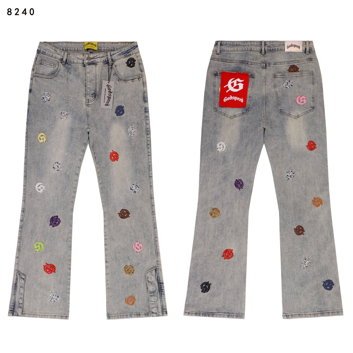 Godspeed Embroidered Flared Jeans — hero