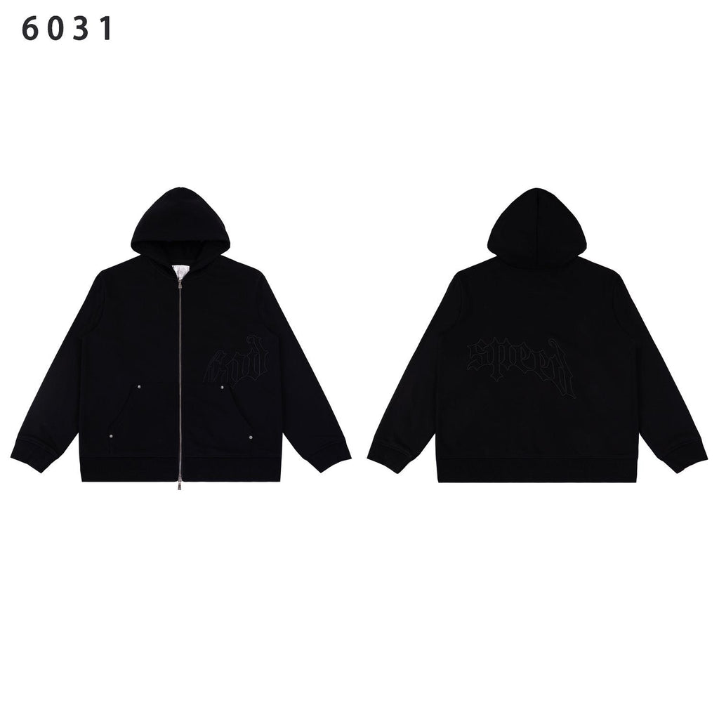Godspeed Tonal Gothic Zip Hoodie — front