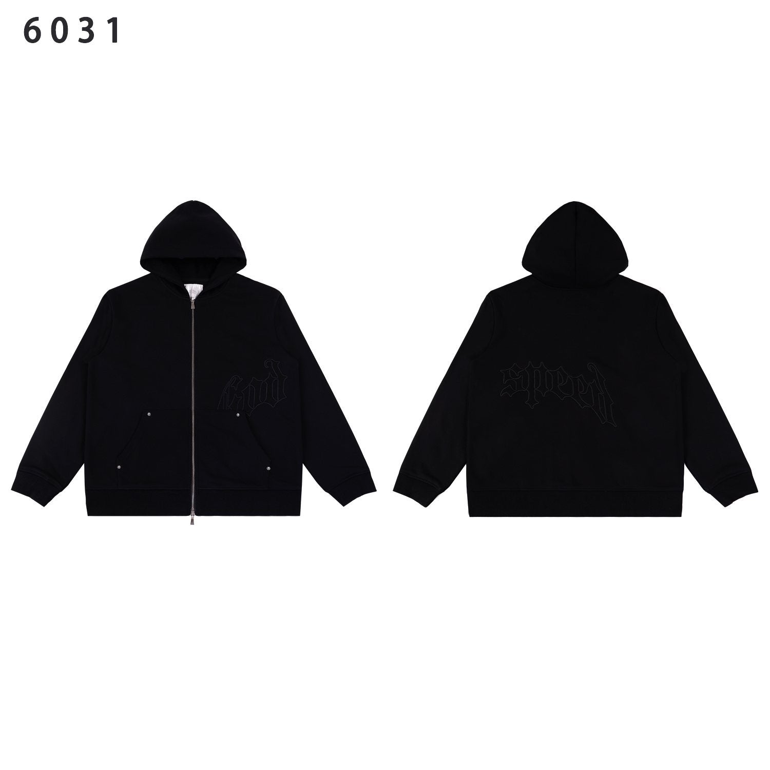 Godspeed Tonal Gothic Zip Hoodie — front