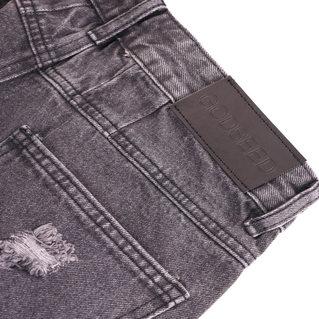 Godspeed Distressed Washed Denim Jeans — detail