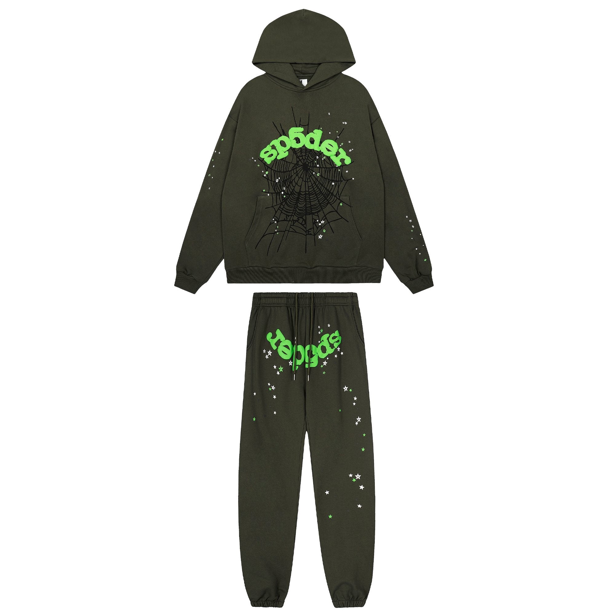 Sp5der Dark Olive Spider Web Star Matching Set — hero