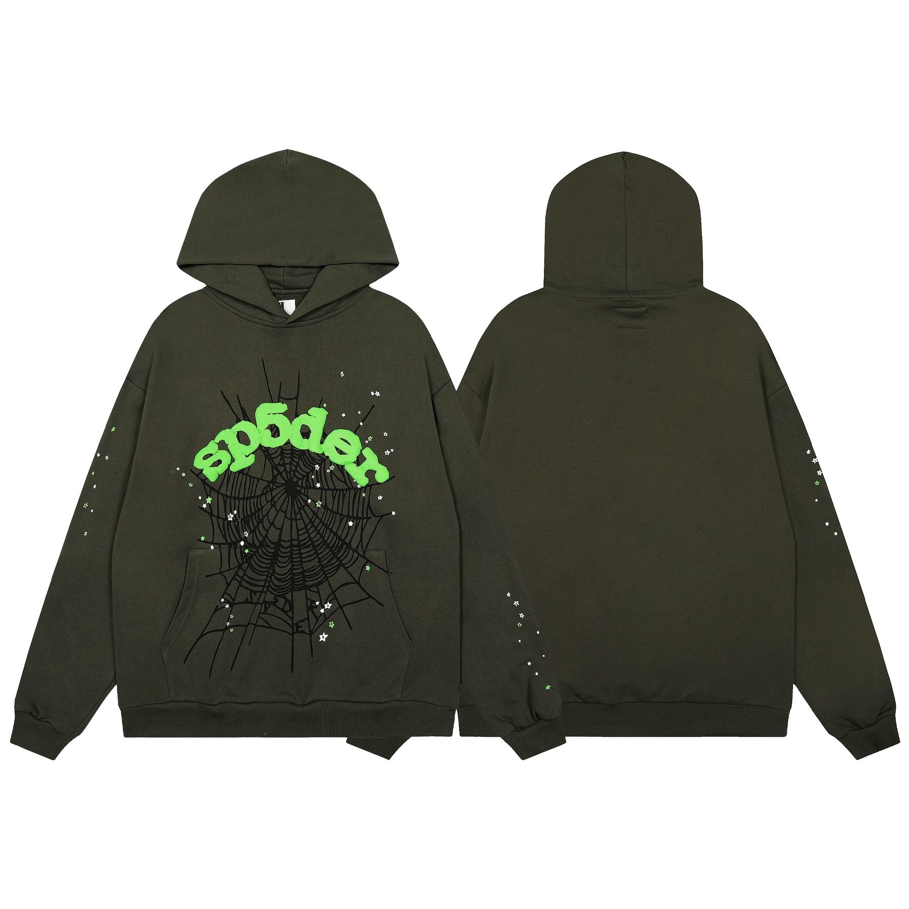Sp5der Dark Olive Spider Web Star Matching Set — front