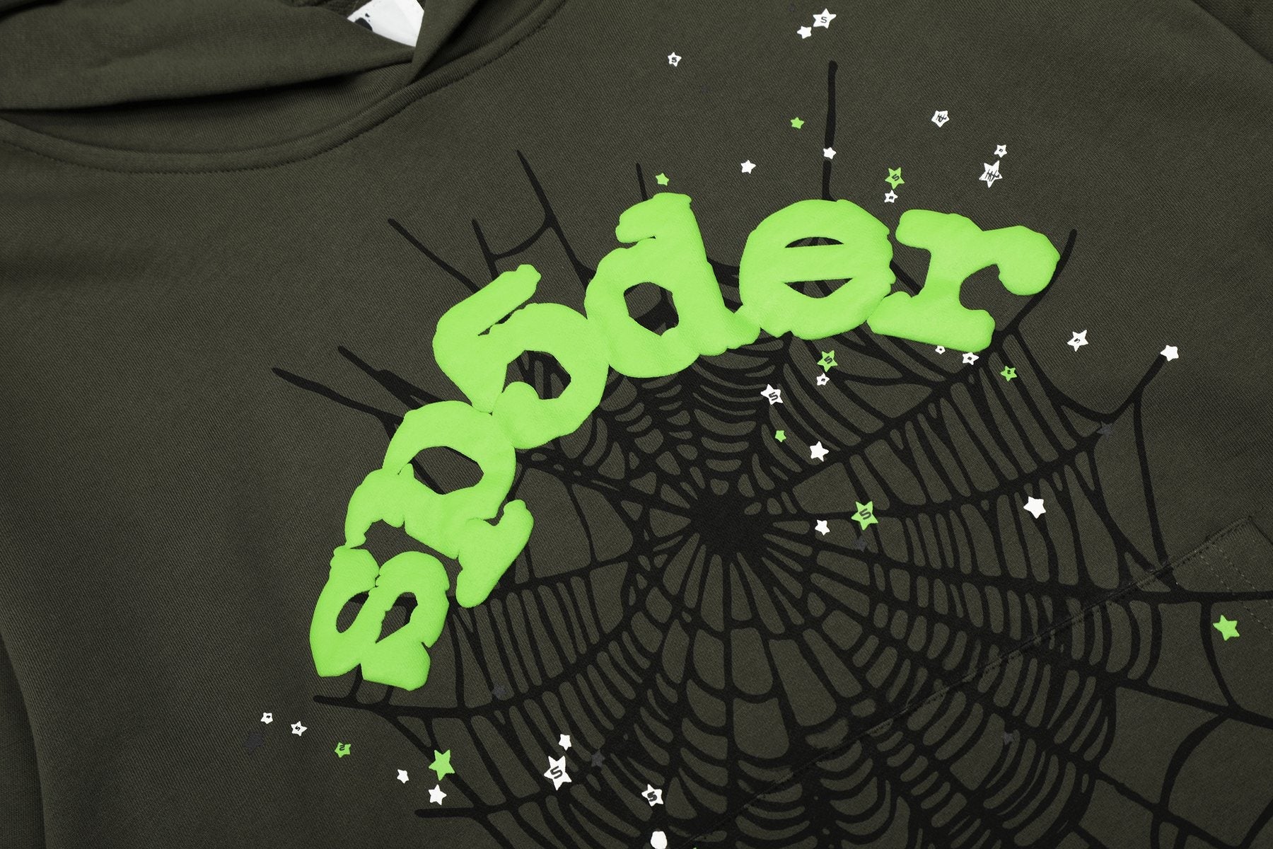 Sp5der Dark Olive Spider Web Star Matching Set — detail