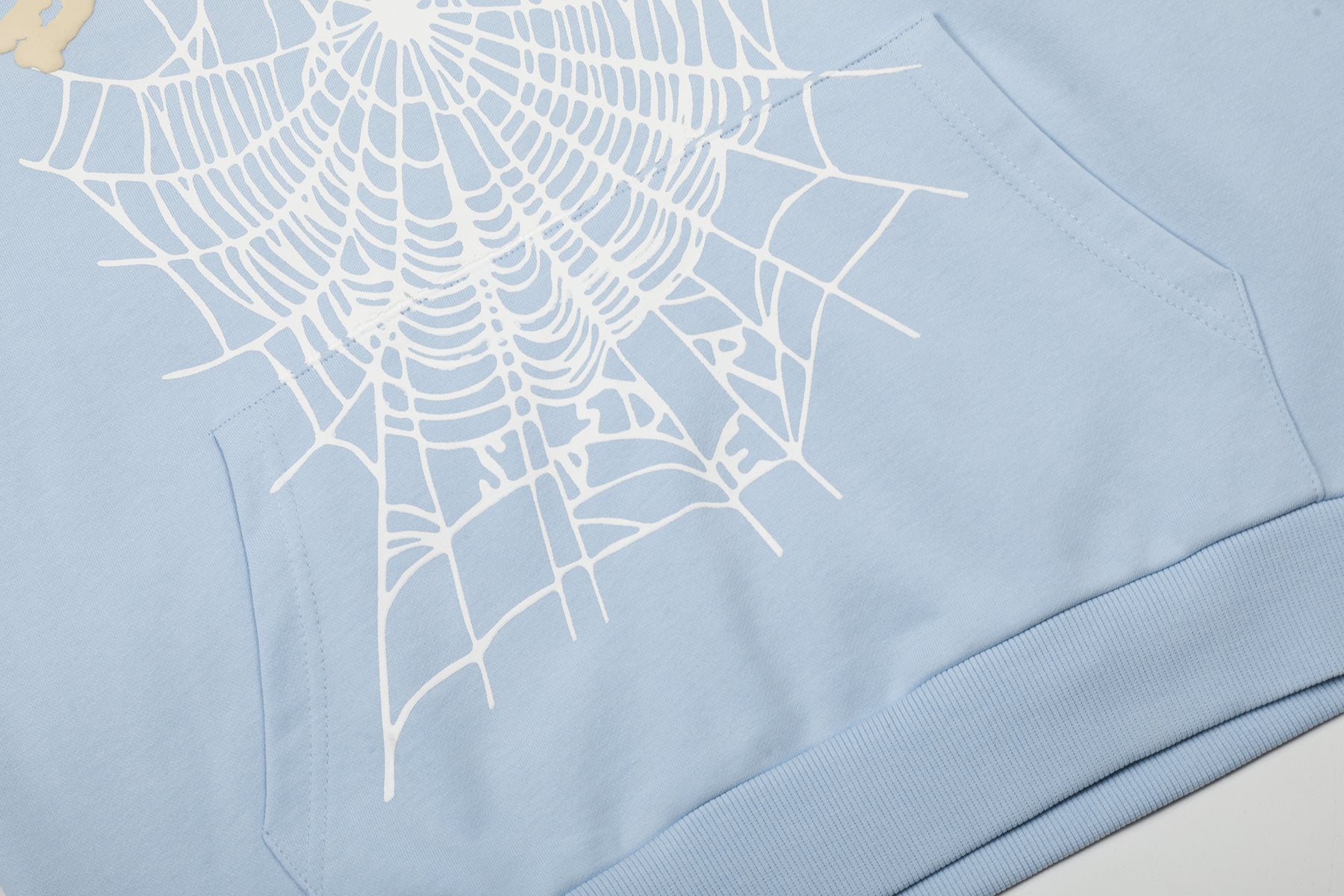 Sp5der Light Blue Graphic Hoodie & Sweatpants Matching Set — detail