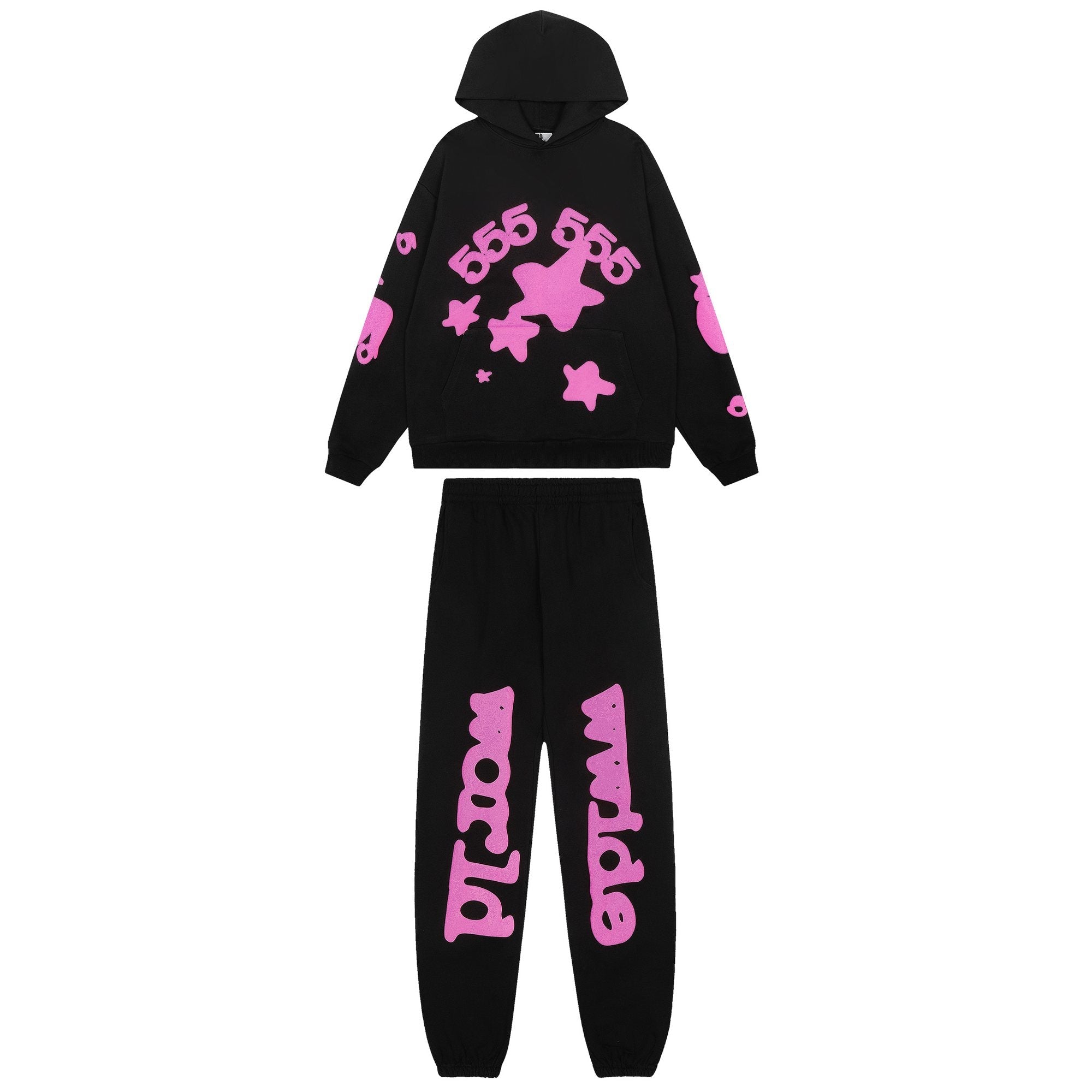 Sp5der Pink Star Graphic Matching Set - Black — hero
