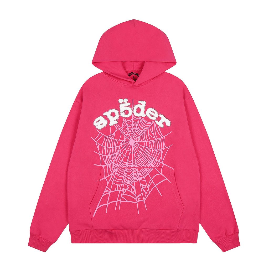 Sp5der Pink Spiderweb Graphic Hoodie — hero