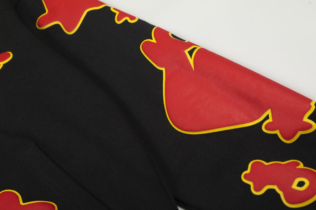 Sp5der Red & Yellow Graphic Hoodie — detail