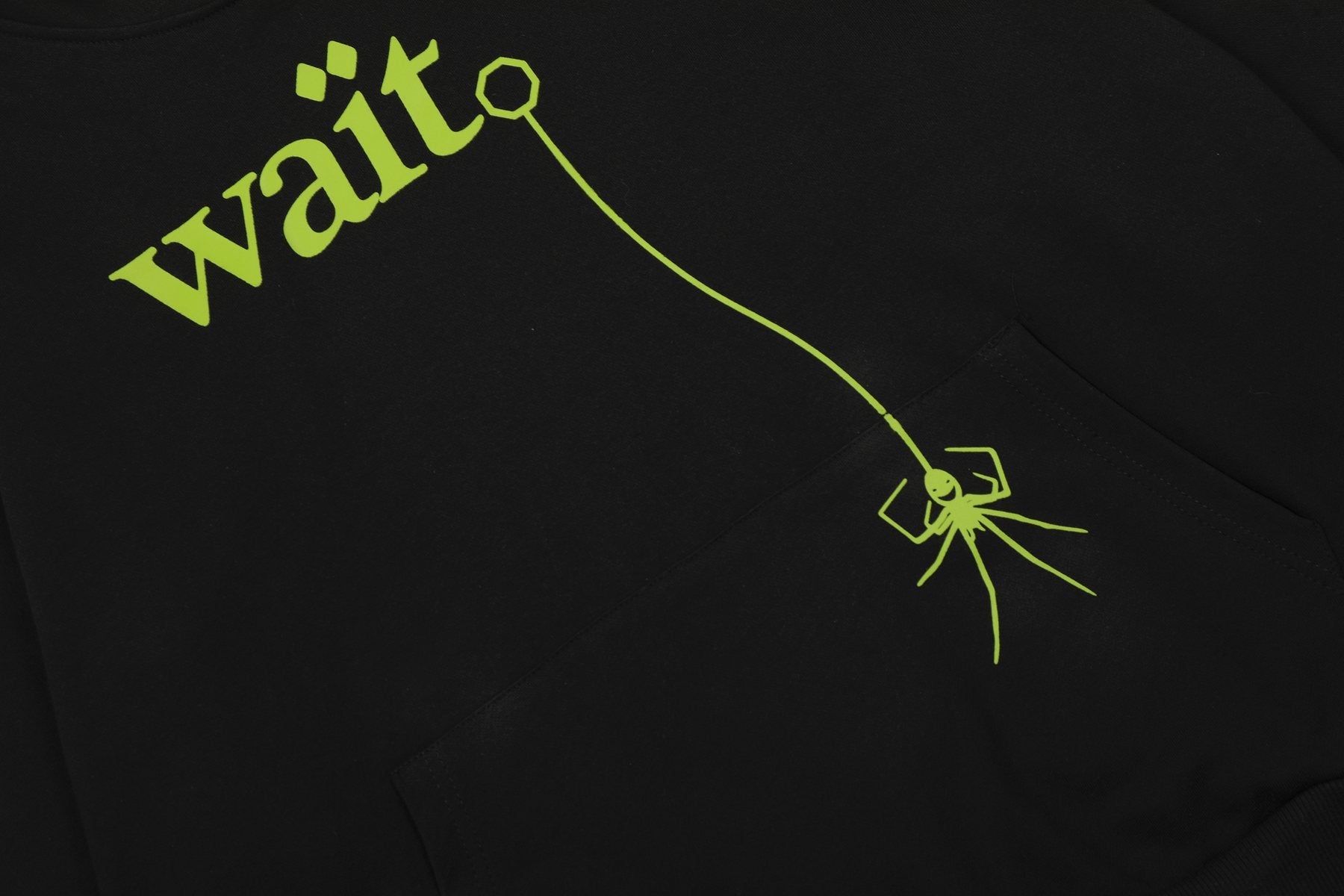 Sp5der Lime Green Web Graphic Pullover Hoodie — detail
