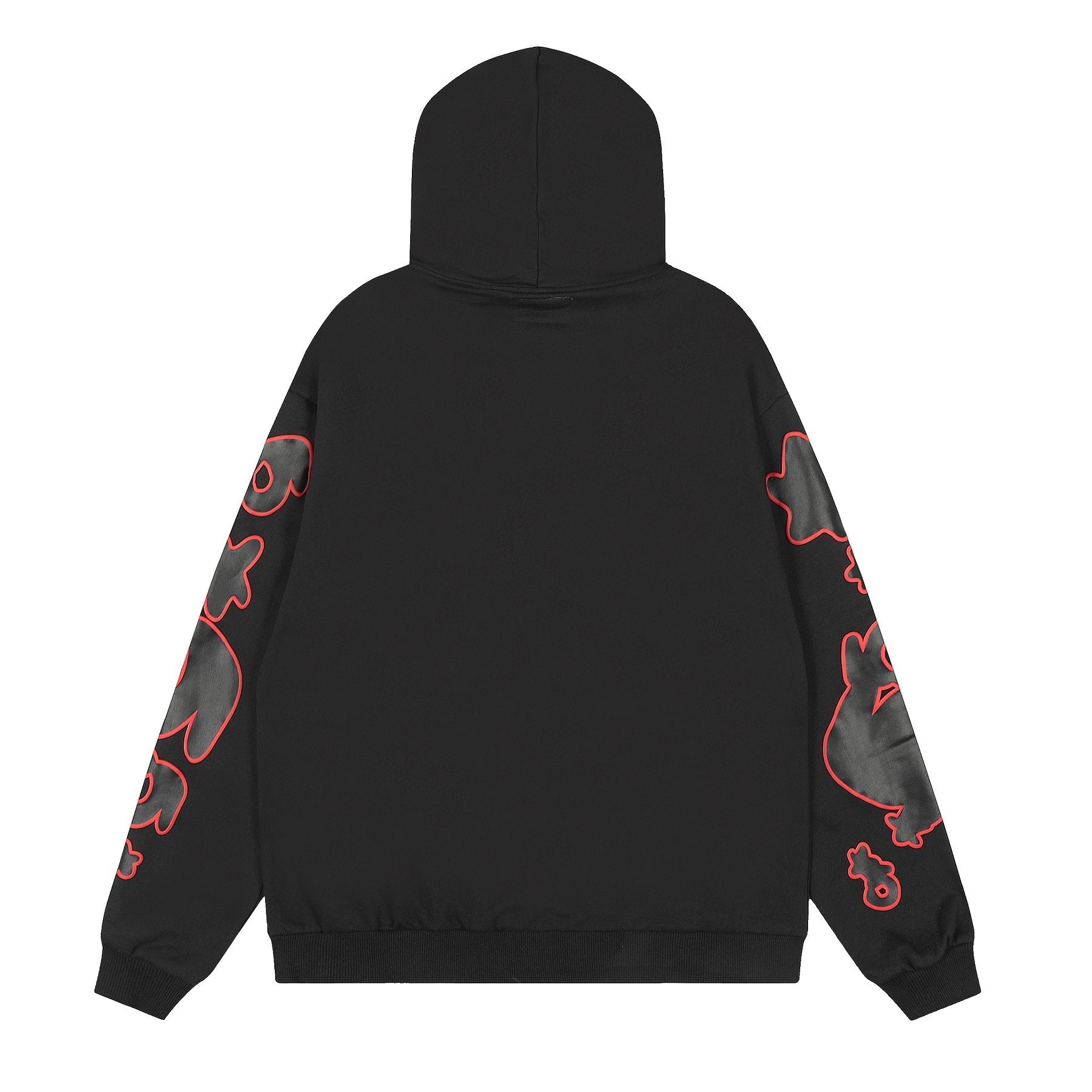 Sp5der Black Red Outline Star Graphic Hoodie — back