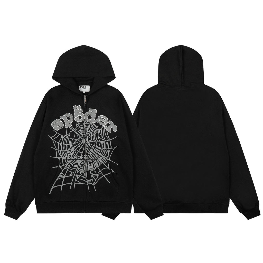 Sp5der Spider-Web Zip Hoodie & Jogger Matching Set — front
