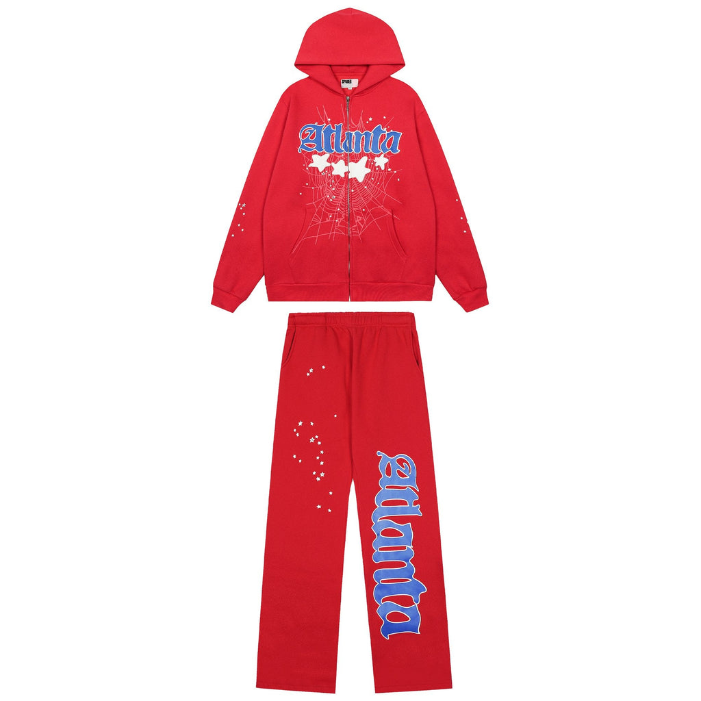 Sp5der Spiderweb Graphic Zip Hoodie & Sweatpants Matching Set — hero