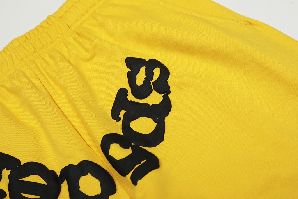 Sp5der Yellow Graphic Hoodie & Sweatpants Matching Set — detail