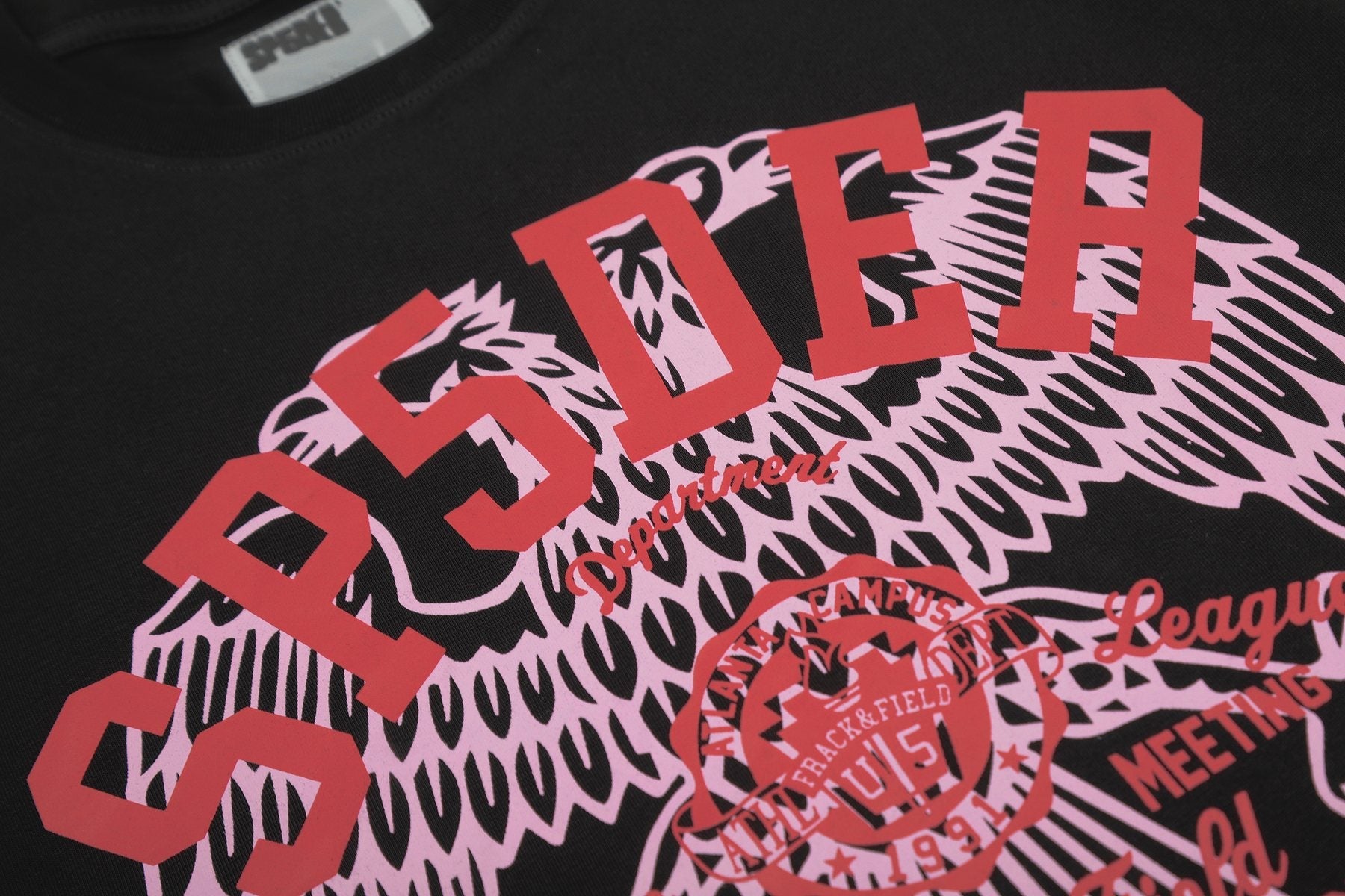 Sp5der Red/Pink Front Graphic T-Shirt — detail