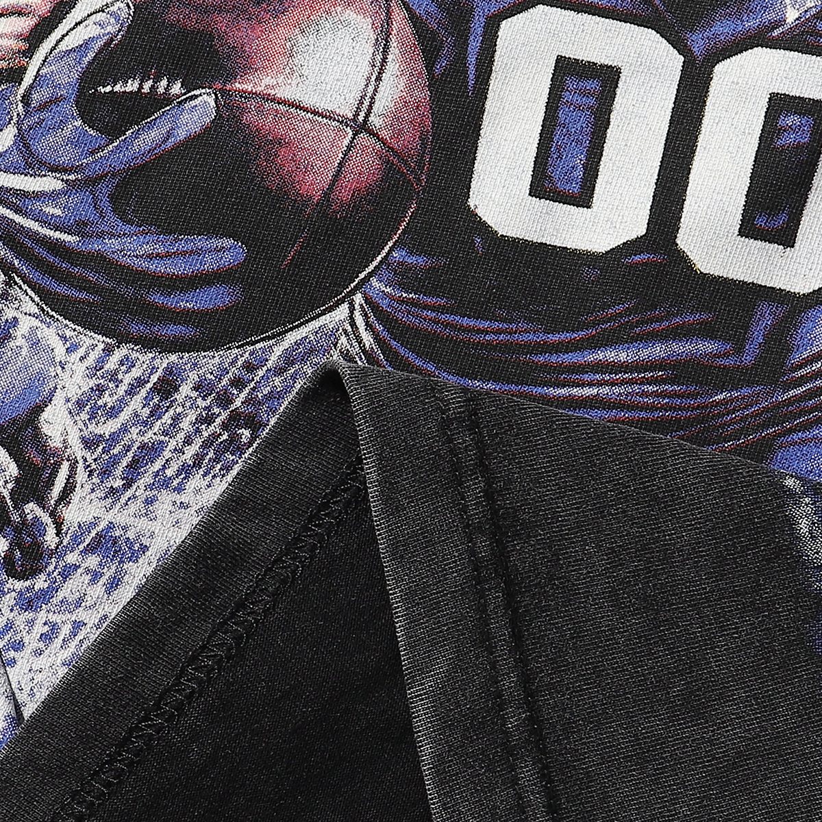 MAJESTIK Lion Football Rhinestone Crop T-Shirt — fabric_closeup