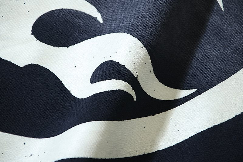 Hellstar Washed Black Rhinestone Face Flame Graphic Hoodie — detail