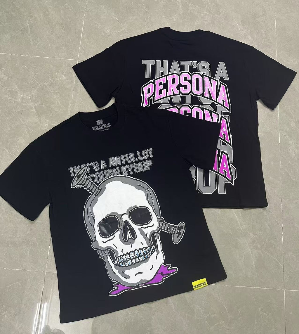 THAT'S A AWFUL LOT OF COUGH SYRUP Skull & Persona Graphic T-Shirt — context