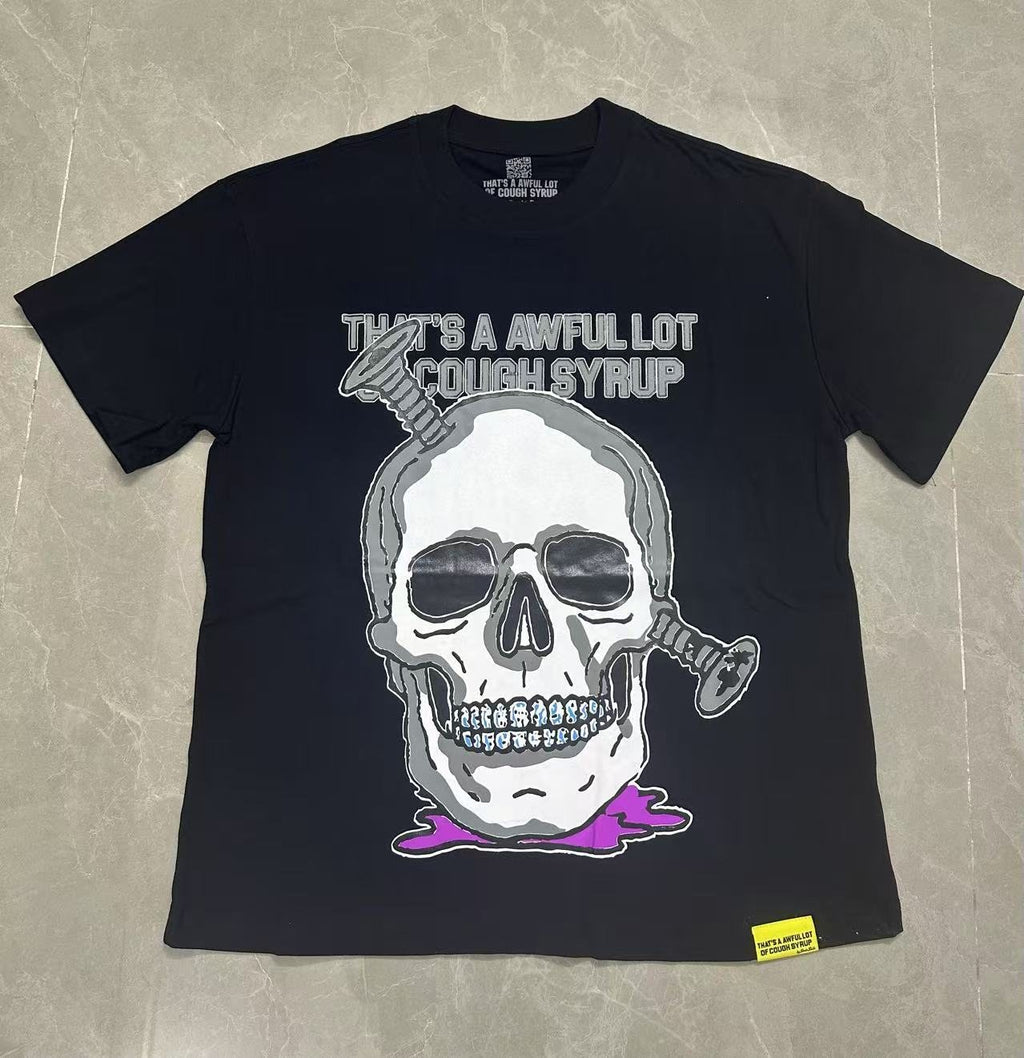 THAT'S A AWFUL LOT OF COUGH SYRUP Skull & Persona Graphic T-Shirt — front