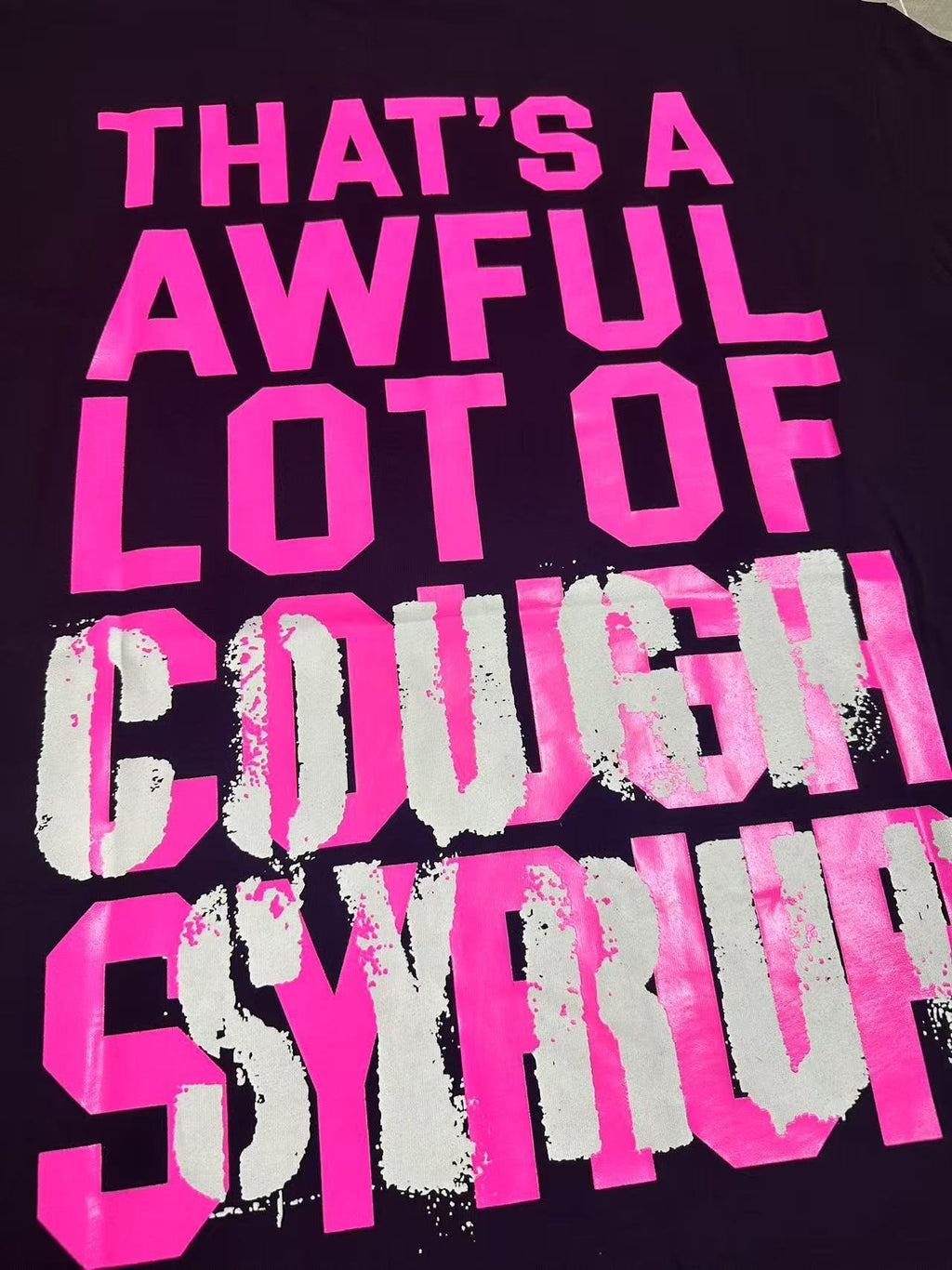 THAT'S A AWFUL LOT OF COUGH SYRUP Frankenstein Graphic T-Shirt — detail