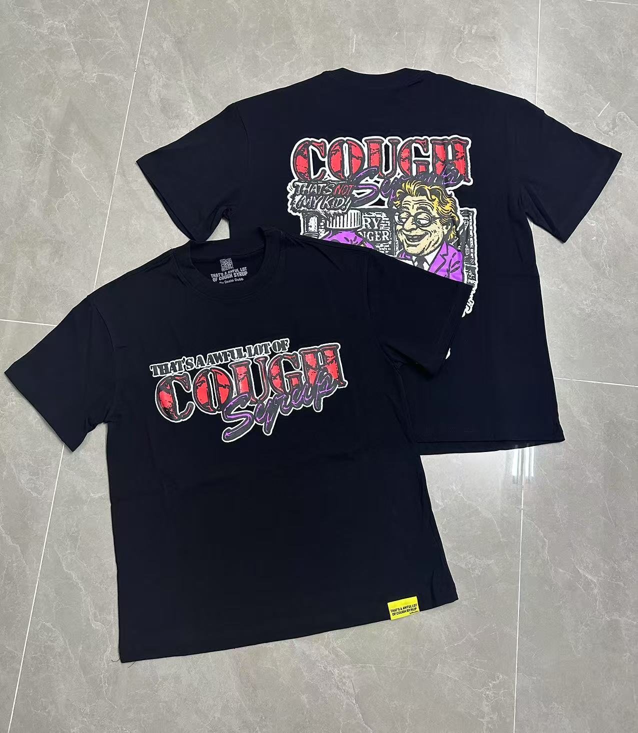 THAT'S A AWFUL LOT OF COUGH SYRUP Chest & Back Graphic T-Shirt — context