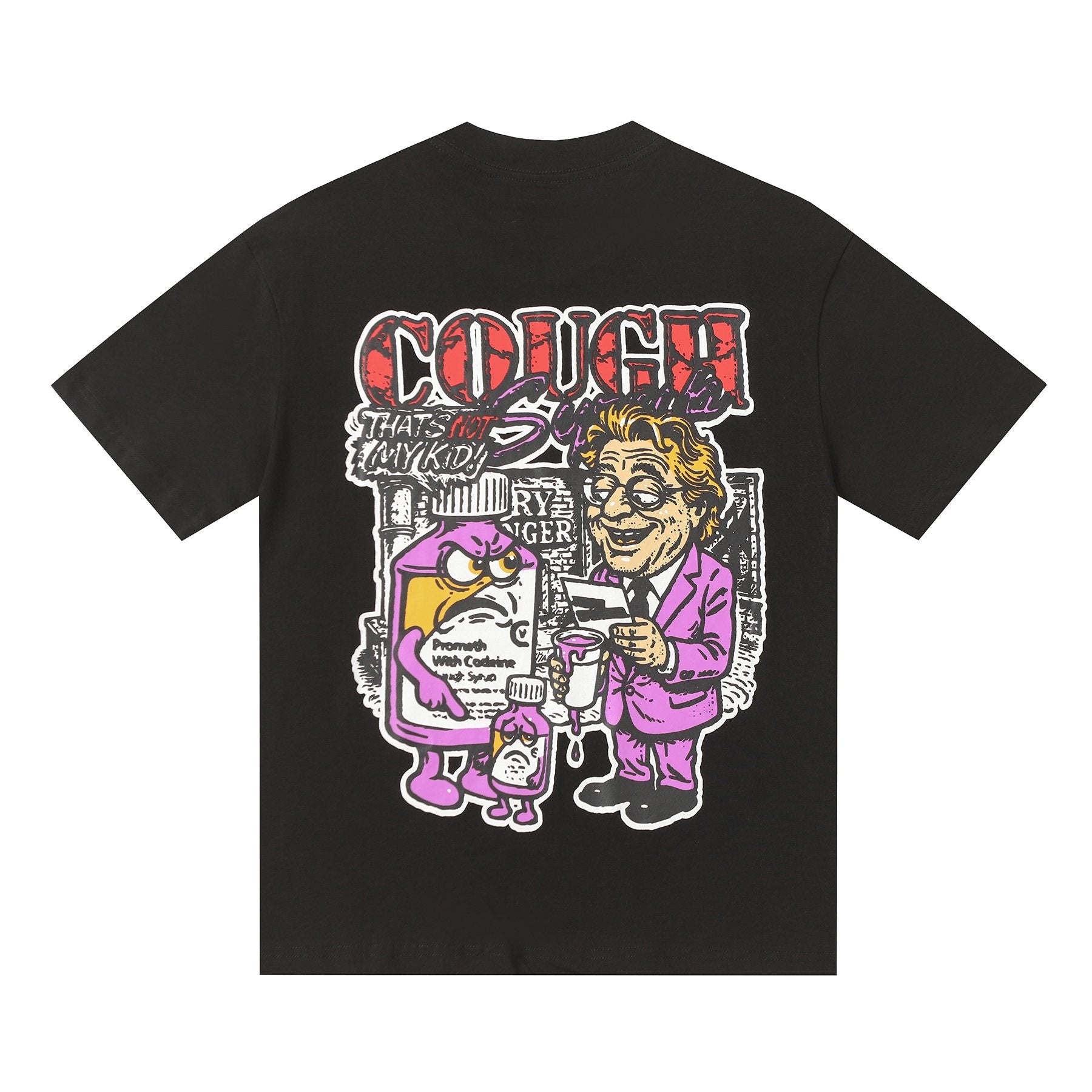 THAT'S A AWFUL LOT OF COUGH SYRUP Chest & Back Graphic T-Shirt — back