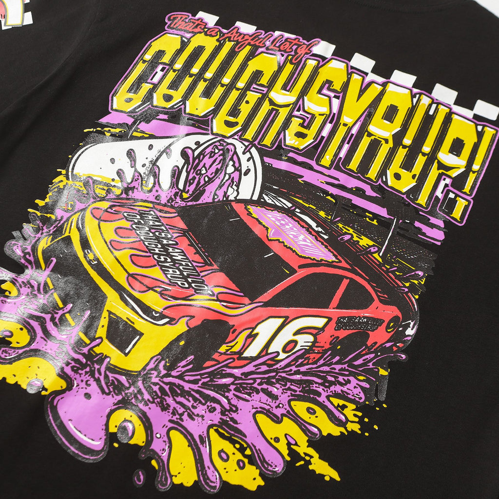 THAT'S A AWFUL LOT OF COUGH SYRUP Racing Graphic Short-Sleeve T-Shirt — detail