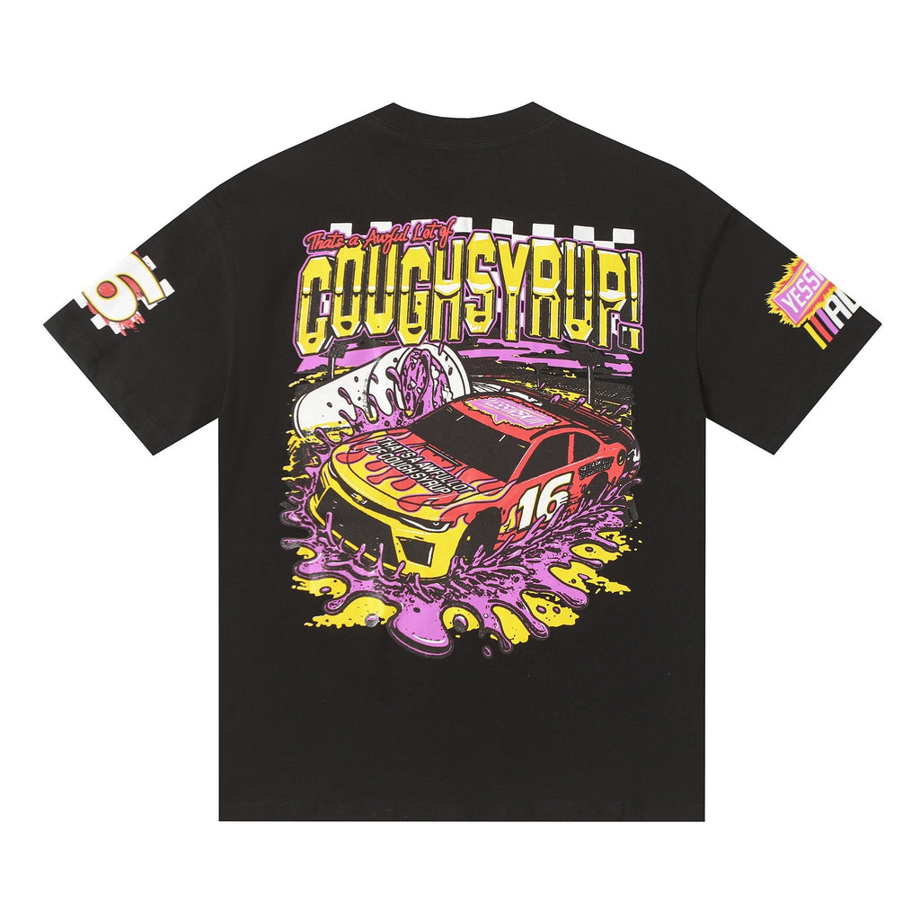 THAT'S A AWFUL LOT OF COUGH SYRUP Racing Graphic Short-Sleeve T-Shirt — back