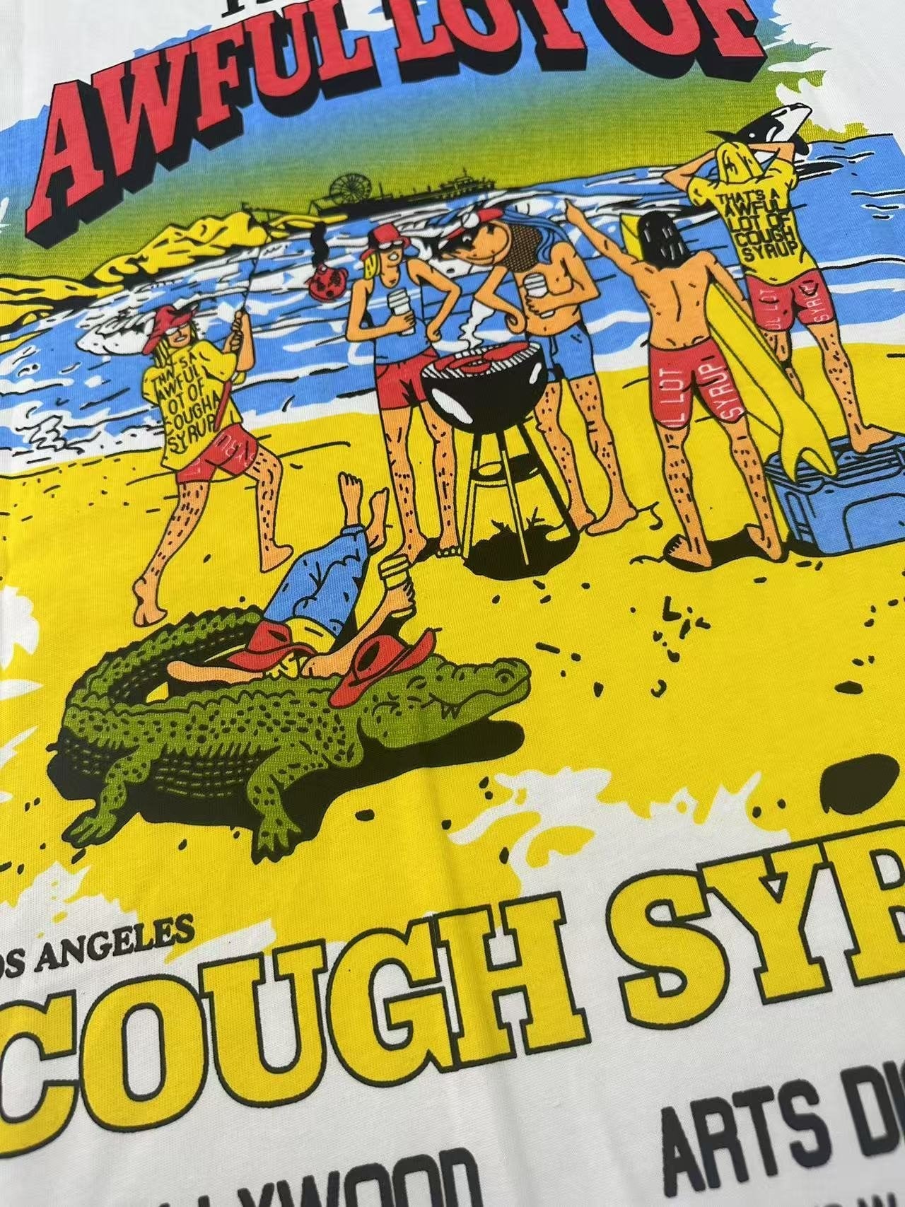 THAT'S A AWFUL LOT OF COUGH SYRUP Surf Graphic Short-Sleeve T-Shirt — detail
