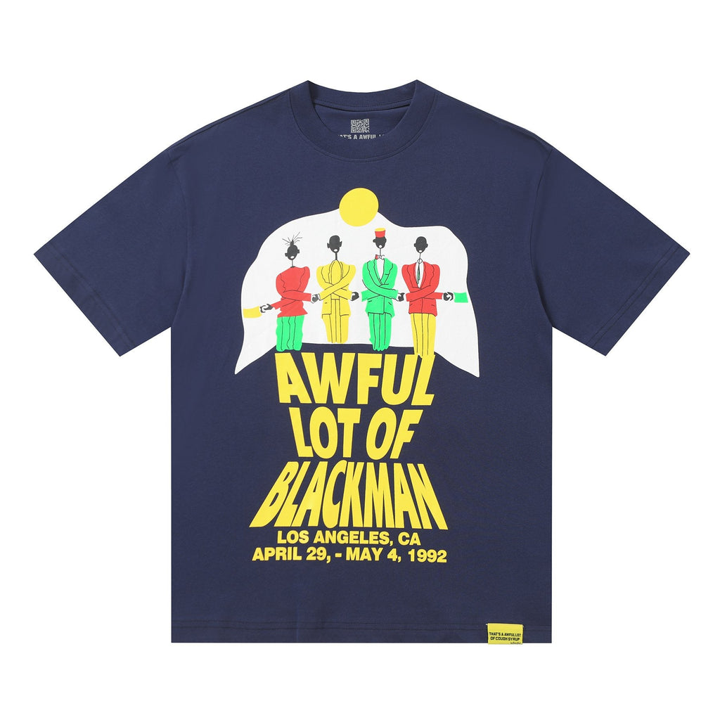 THAT'S A AWFUL LOT OF COUGH SYRUP Navy Graphic Short-Sleeve T-Shirt — hero